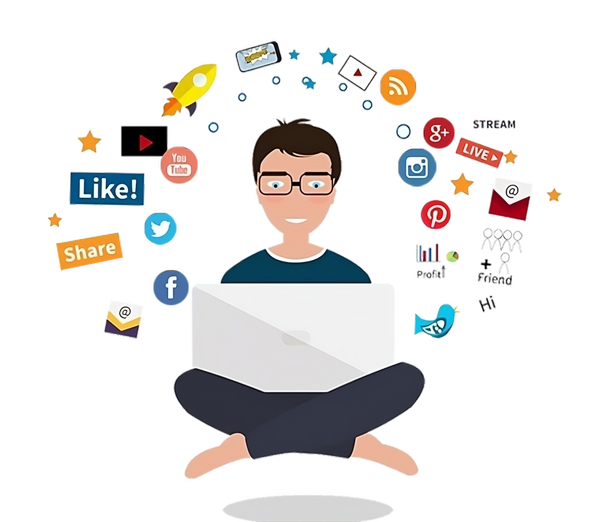 Digital Character with Icons